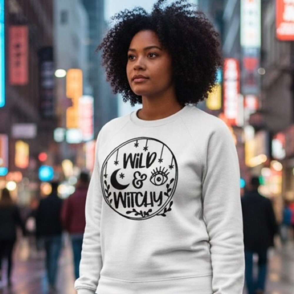 Bella Canvas White 'Wild & Witchy' Women's Sweater